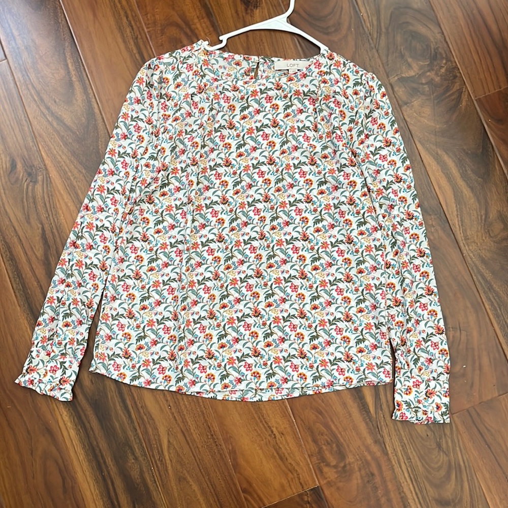 Loft Printed Blouse with Ruffle Sleeve